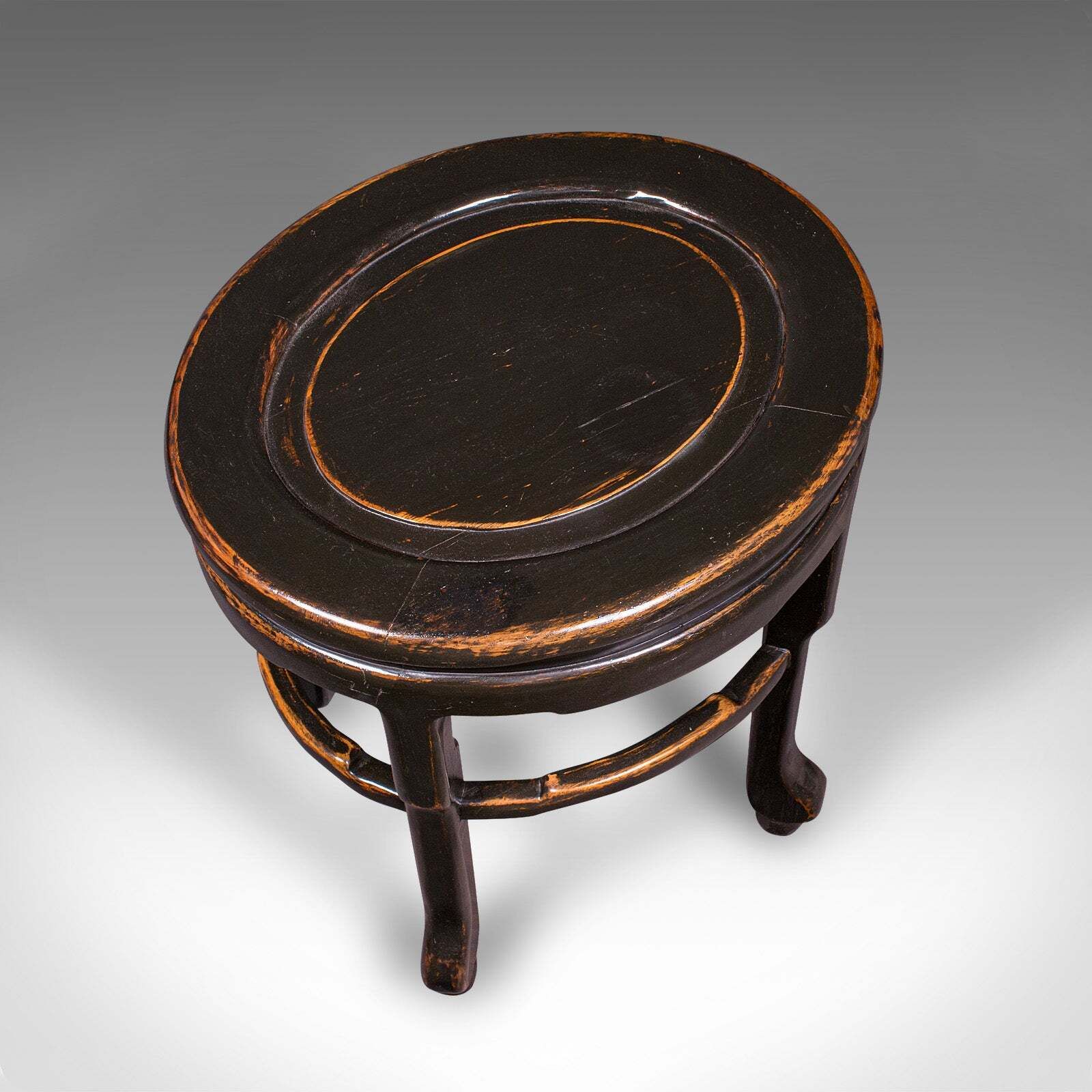 Antique Oval Side Table, Japanese, Ebonised Elm, Lamp, Wine, Victorian, Meiji photo vinterior