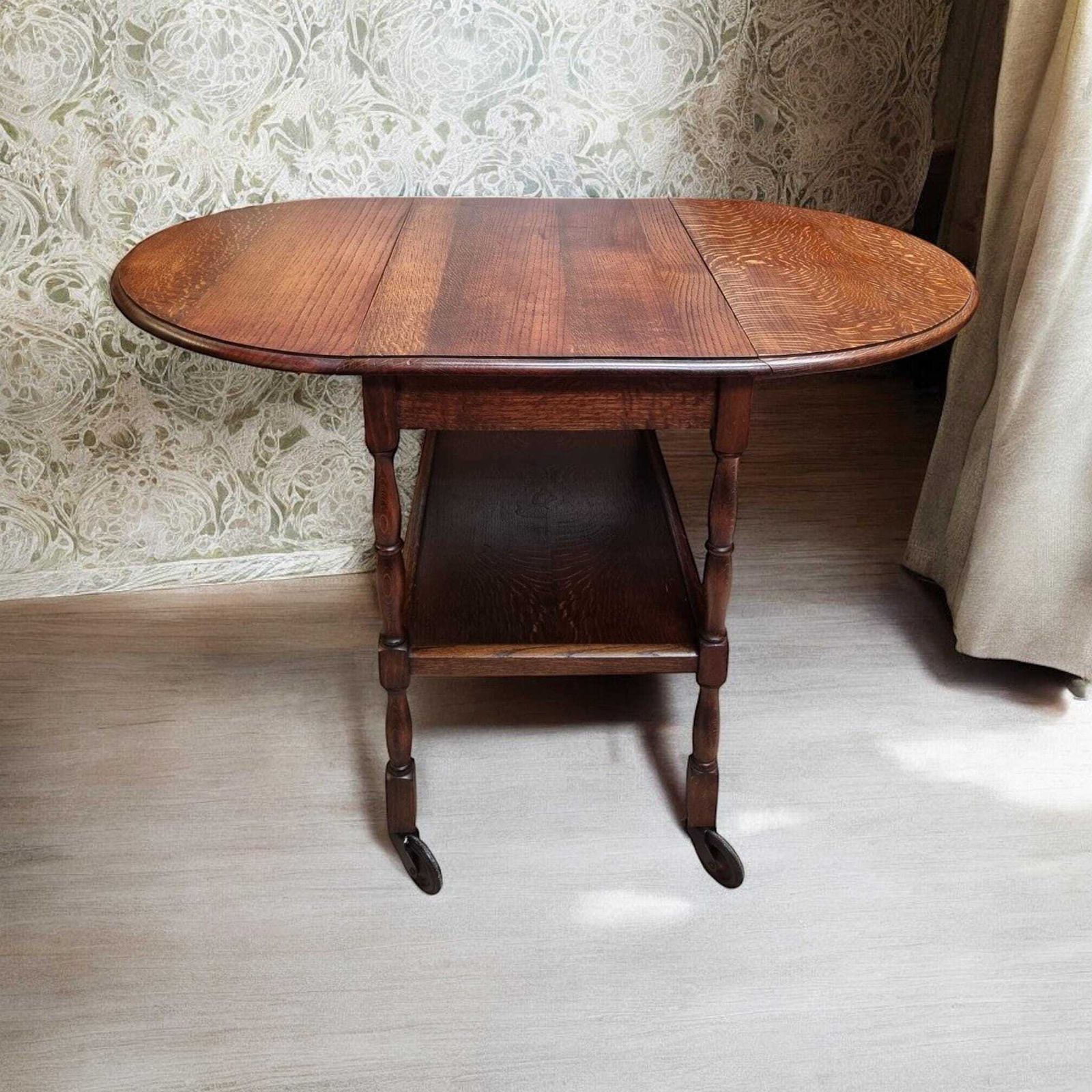 Vintage Oak Two Levels Tea Trolley / C1930 / Natural Oak