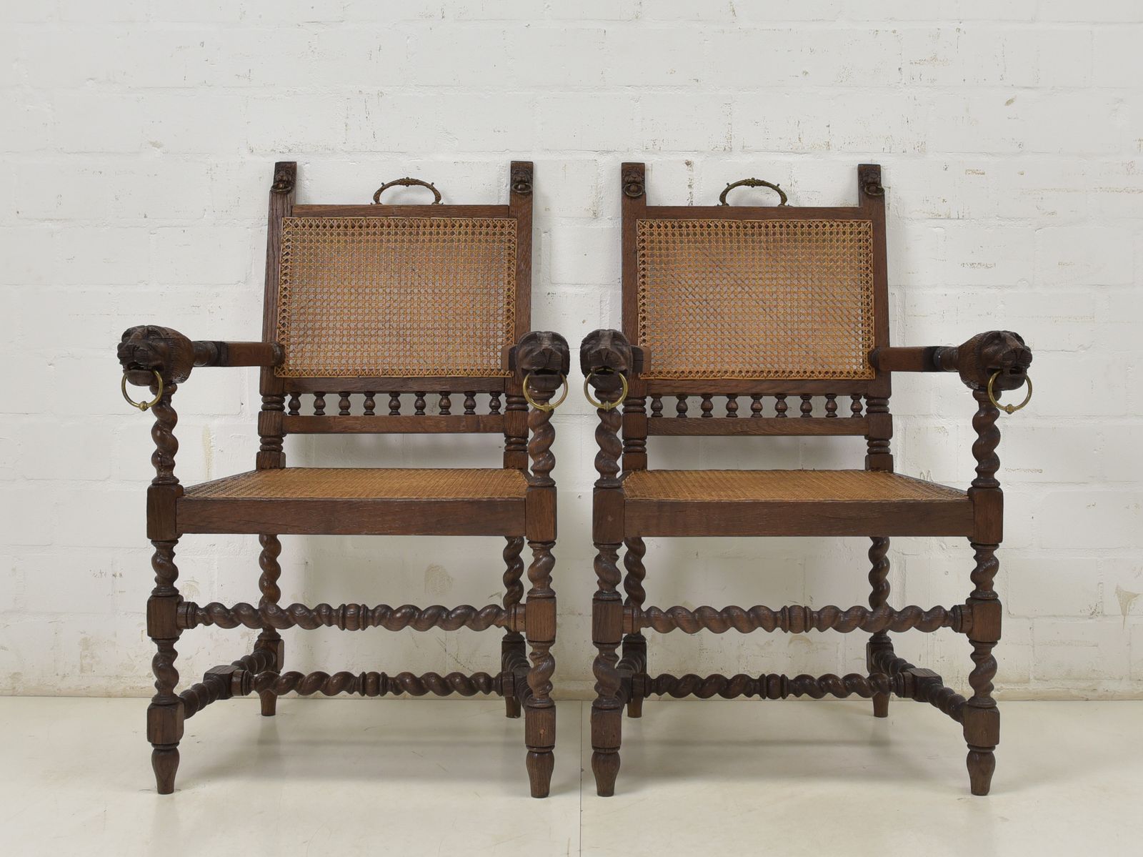 Antique! Pair Of Armchairs Restored From The Wilhelminian Period Around 1880. Solid Oak Armchairs. photo furniture