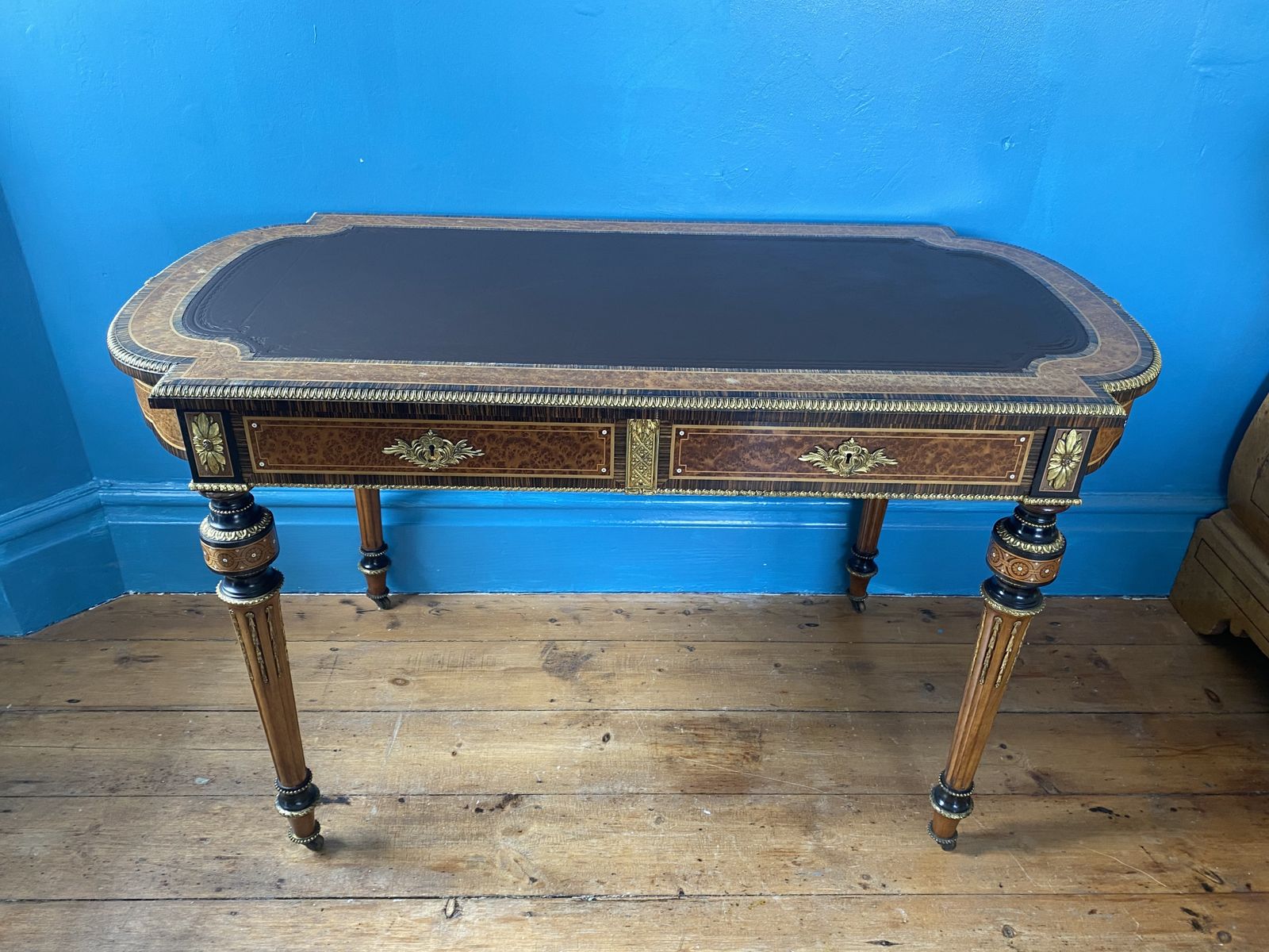 A Fine 19th Century French Style Calamander And Amboyna Ormolu Mounted Writing Desk photo buy