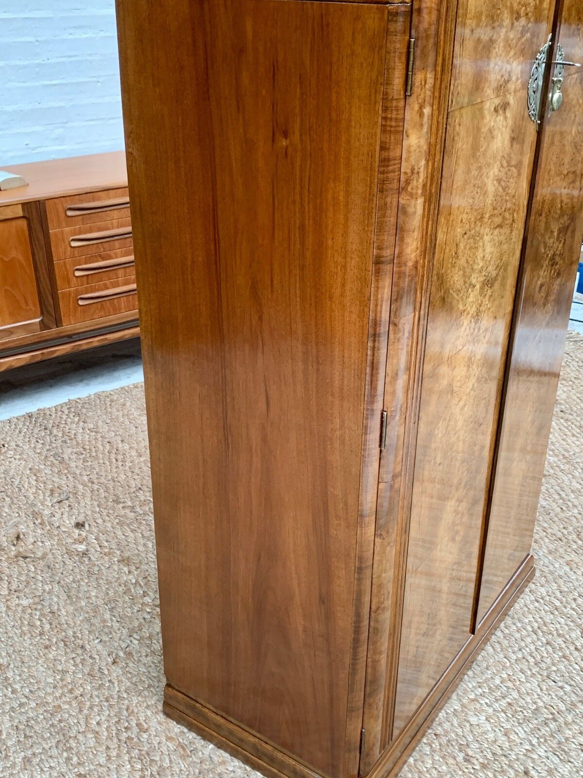 Small Art Deco Figured Walnut Wardrobe Armoire Tallboy photo 1568.0
