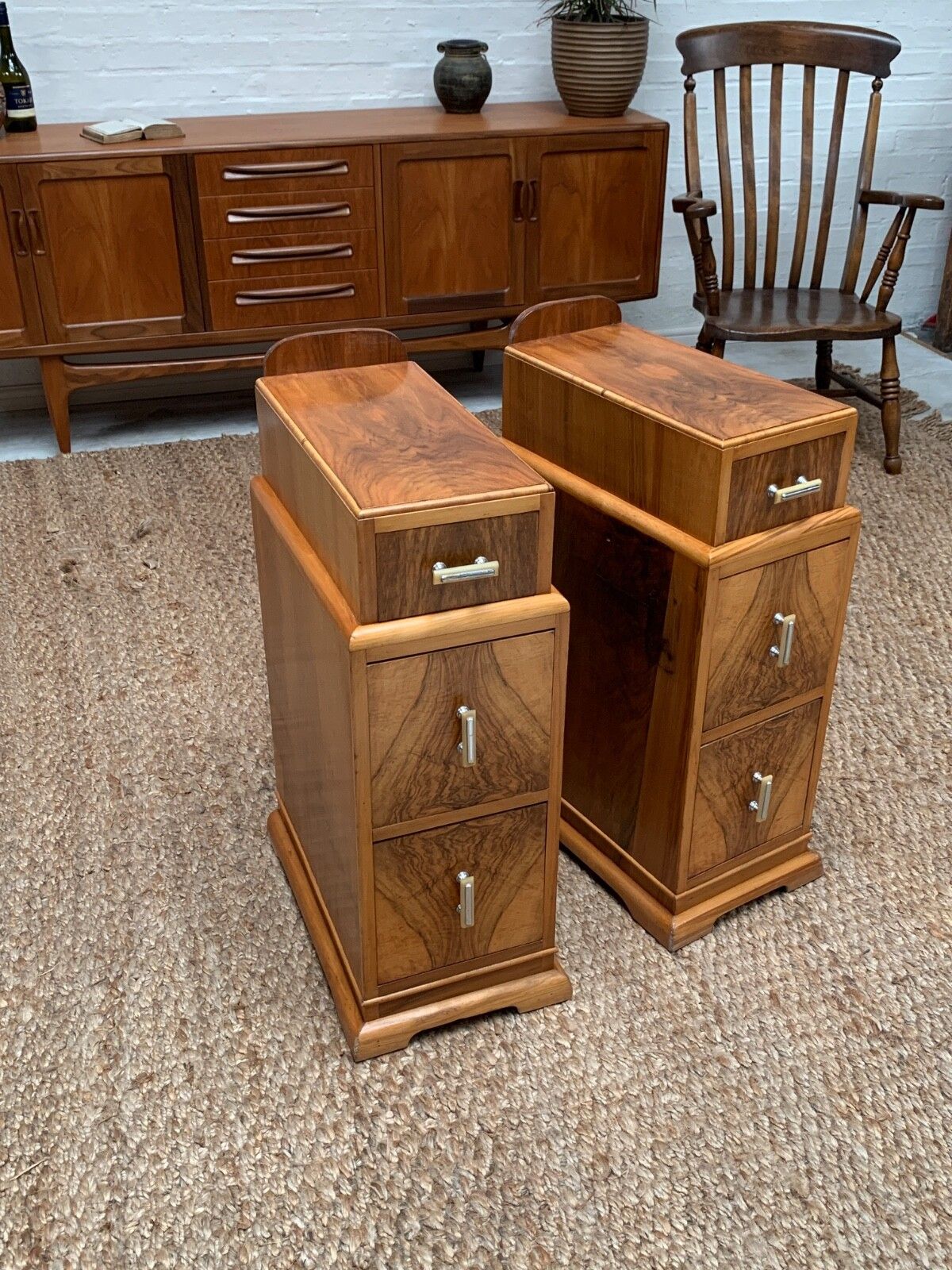 Art Deco Walnut Bedside Cabinet photo for sale
