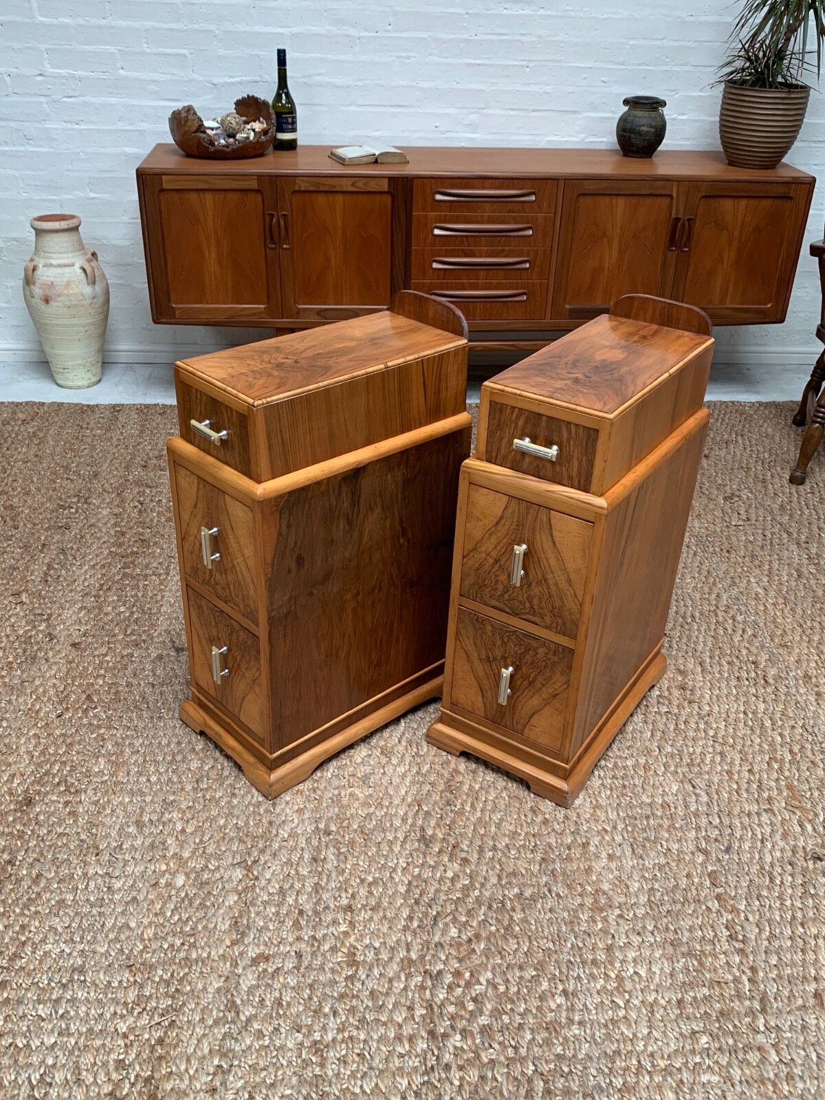 photo furniture Art Deco Walnut Bedside Cabinet
