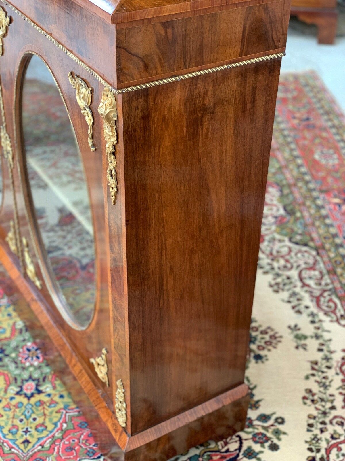 photo for sale Victorian Figured Walnut Pier Cabinet