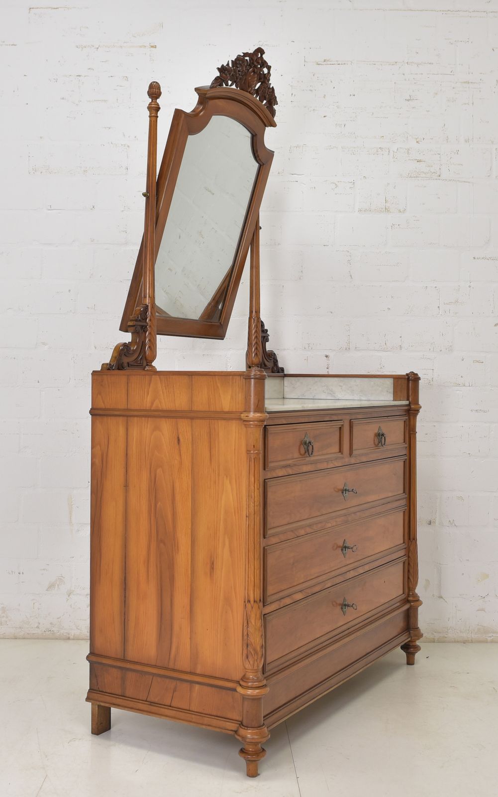 Furniture Antique! Mirrored Chest Of Drawers Restored Cherrywood Vanity Unit Wilhelminian Era Drawers photo