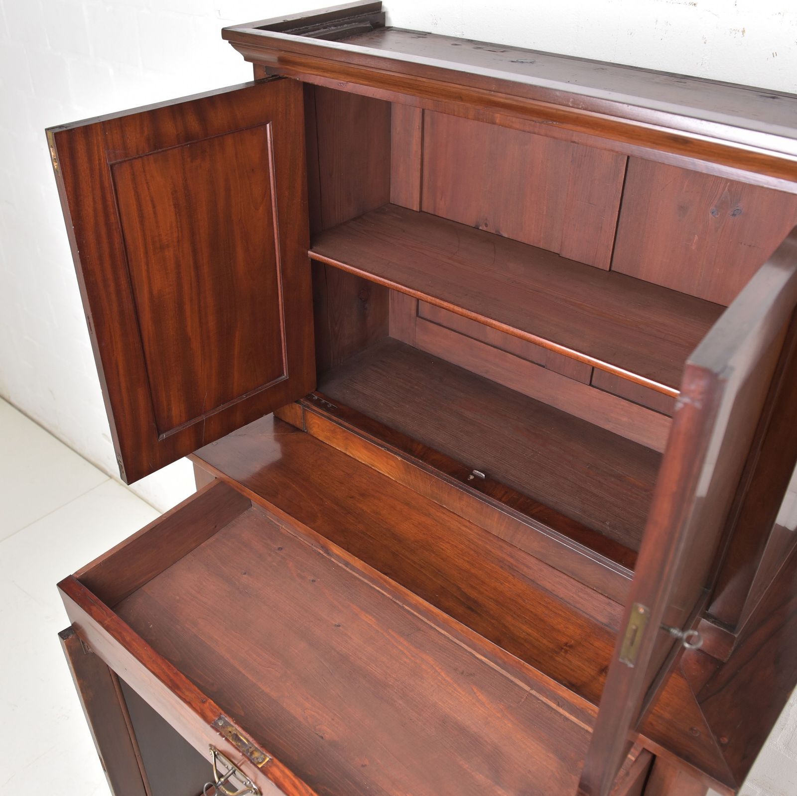 Antique! Small Cabinet Restored Mahogany Chest Of Drawers Vertiko Narrow photo Furniture