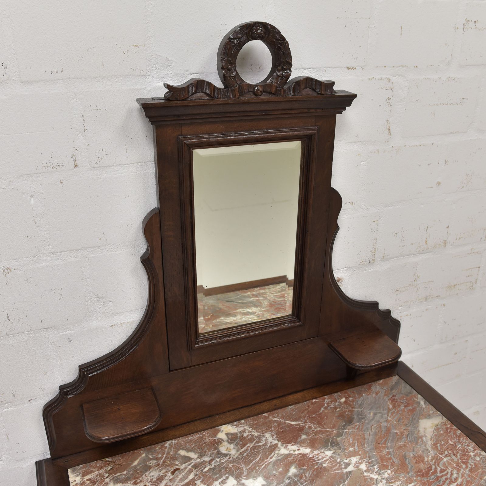 Antique! Dressing Table Restored Historicism 1900 Solid Oak Console Table photo for sale