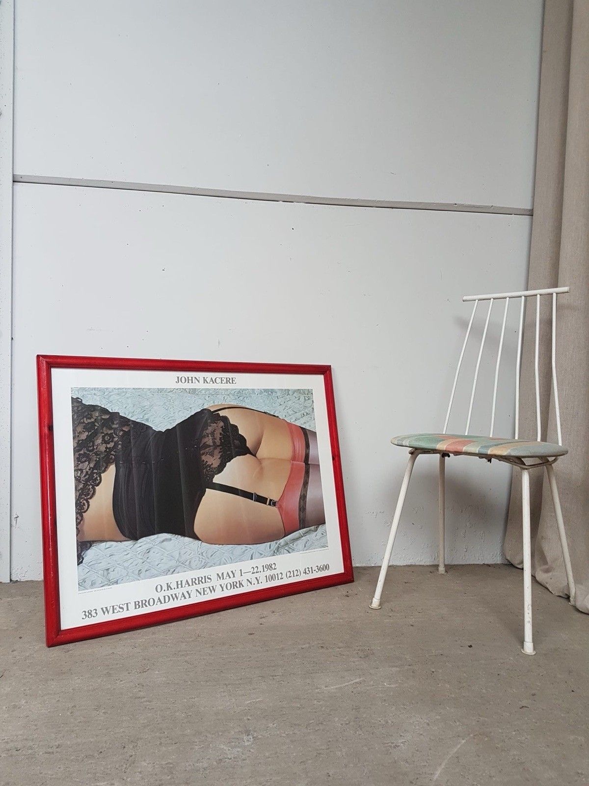 Vtg Late Mid Century 80s John Kacere Ileana 82 Framed Exhibition Poster R869