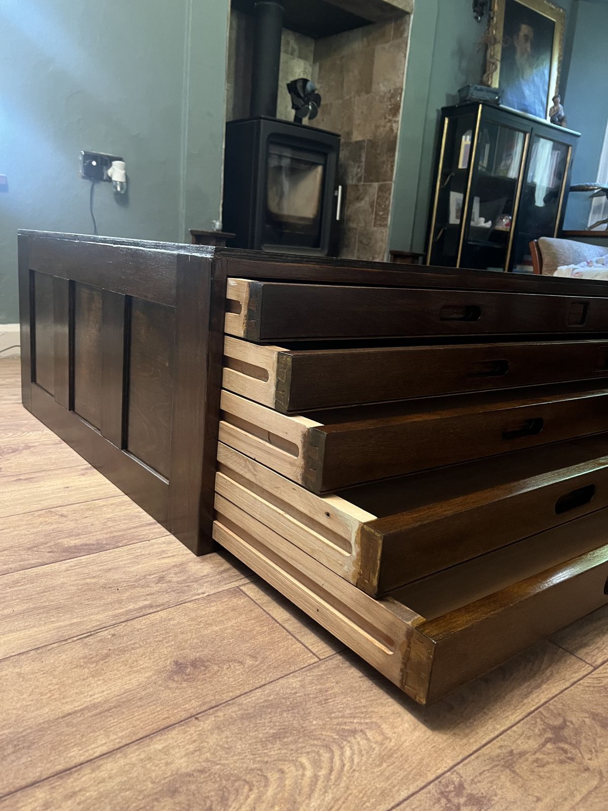 Antique Architect Plan Chest Of Drawers Solid, 5 Drawer Set