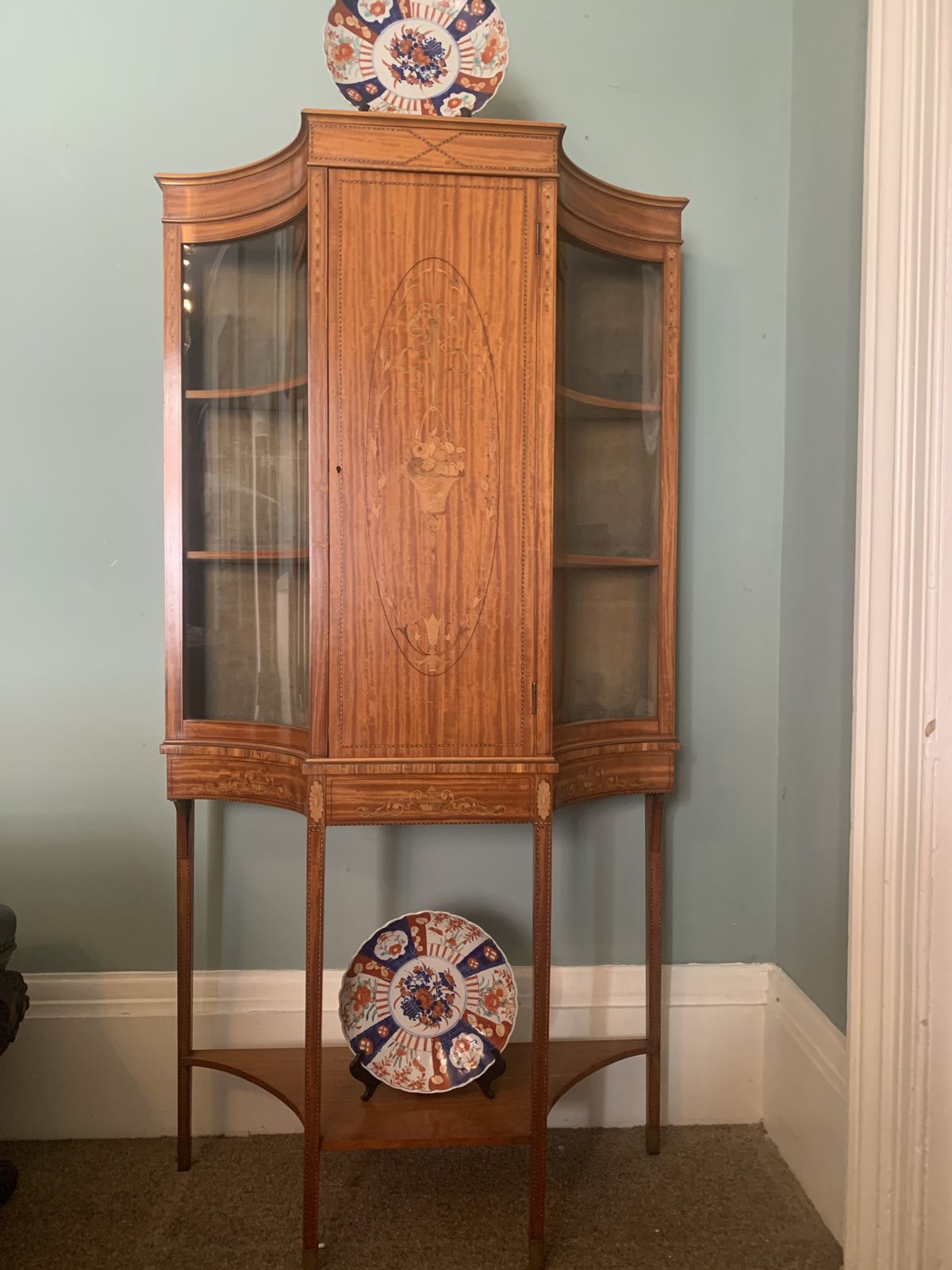 Edwardian Inlaid Satinwood Display Cabinet