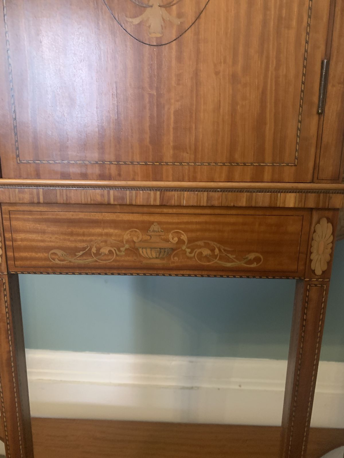 Edwardian Inlaid Satinwood Display Cabinet photo vintage