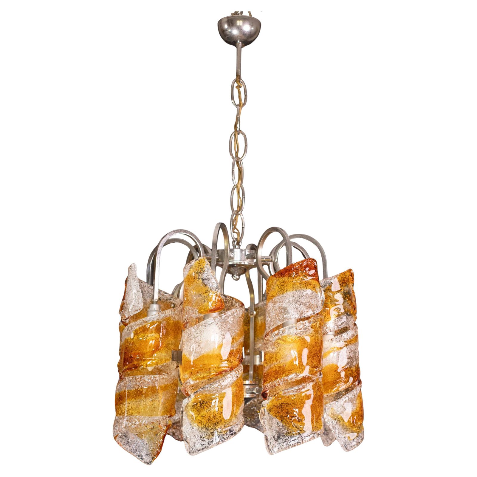 Italian Design "Twisters" Round Chandelier By Mazzega, 1970