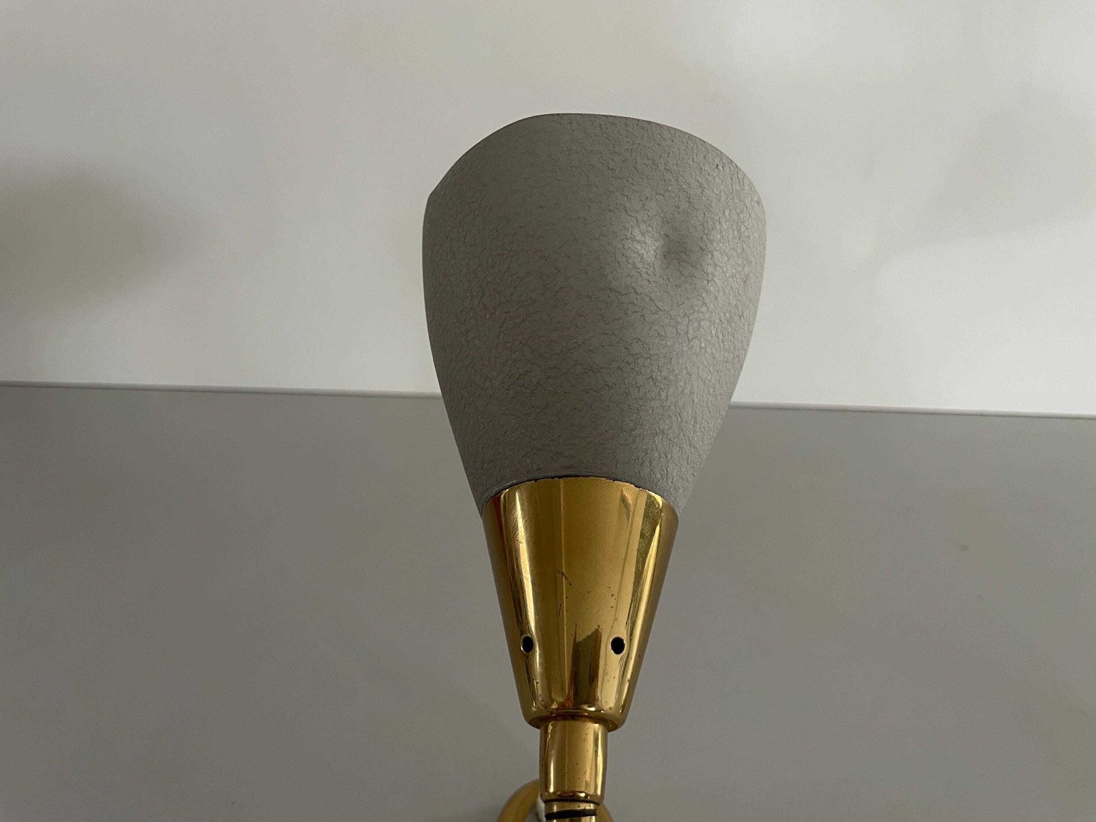 photo furniture Gray Metal And Brass Pair Of Wall Lamps, 1970s, Germany