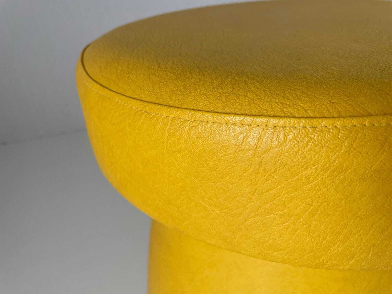 Yellow Faux Leather Pair Of Pouf Stools With Hidden Storage Space photo vintage