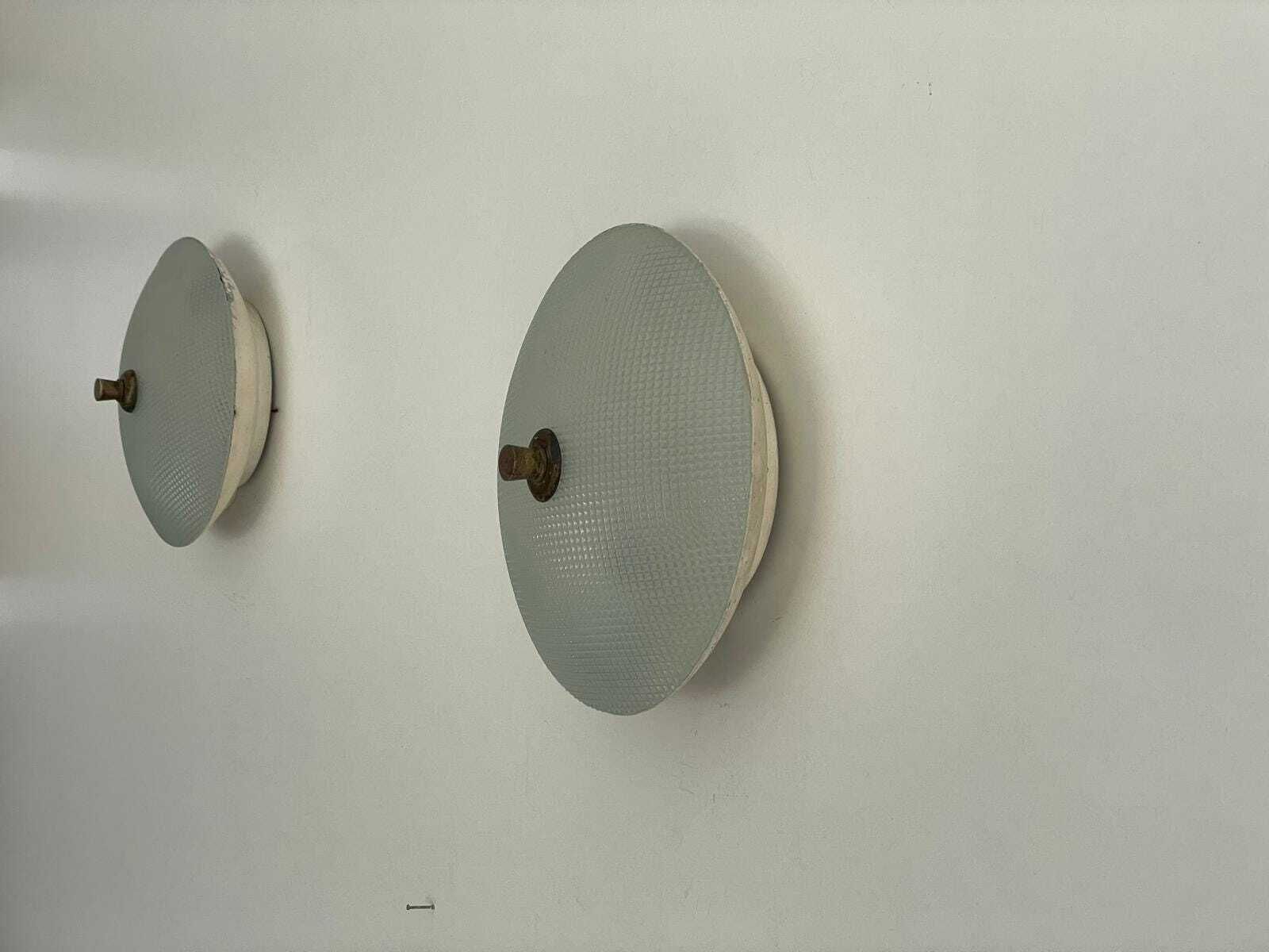 Textured Glass And White Metal Pair Of Sconces By Oscar Torlasco For Lumi, 1950s, Italy photo furniture