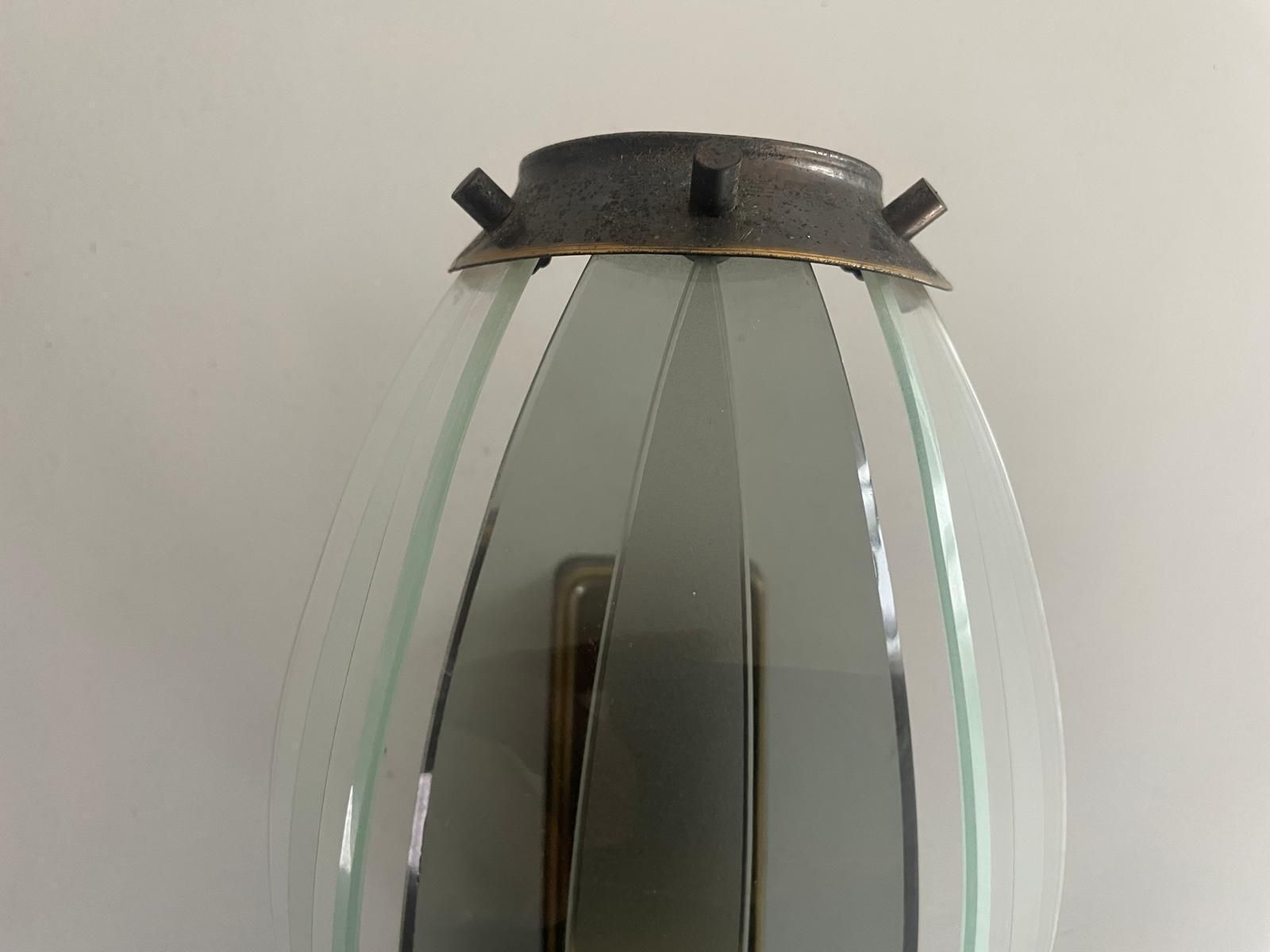 photo furniture Italian Curved Glass And Metal Set Of 3 Sconces, 1950s, Italy