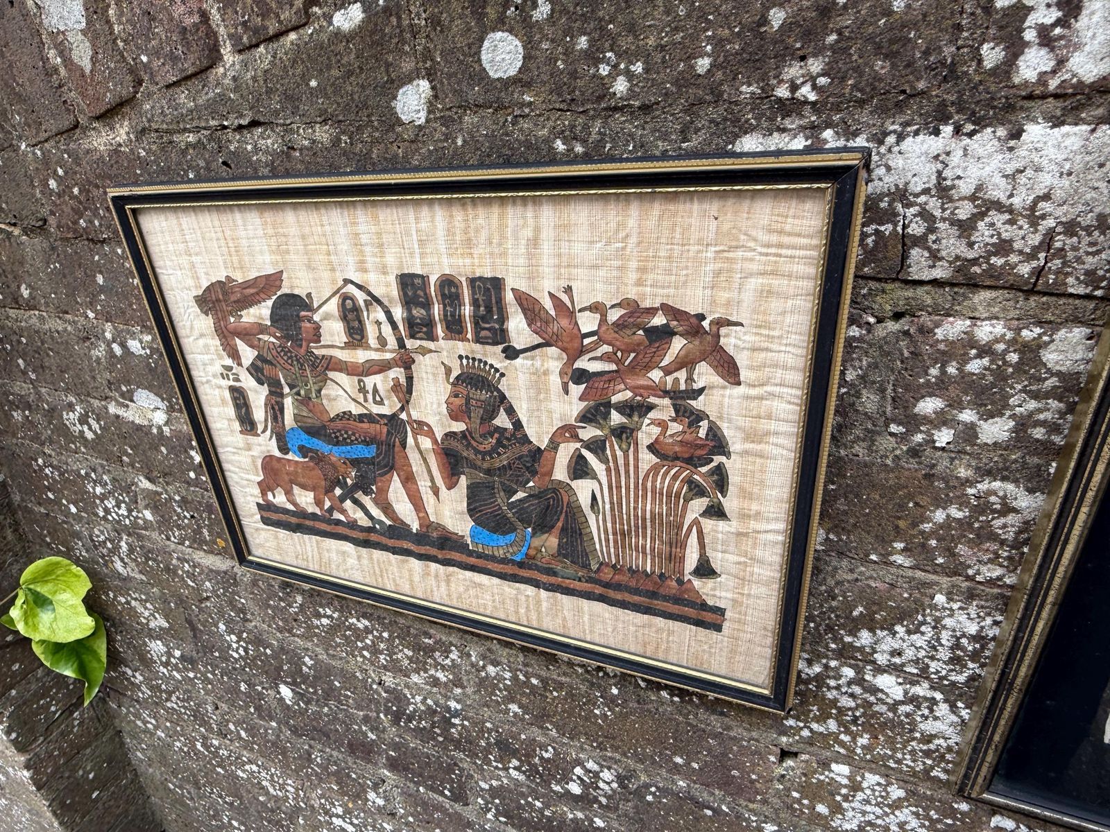 Two Vintage Framed Papyrus Replicas   Pharaoh And Tomb Of Nebamum   Excellent Quality, Hand Painted Egyptian Vintage Art photo buy