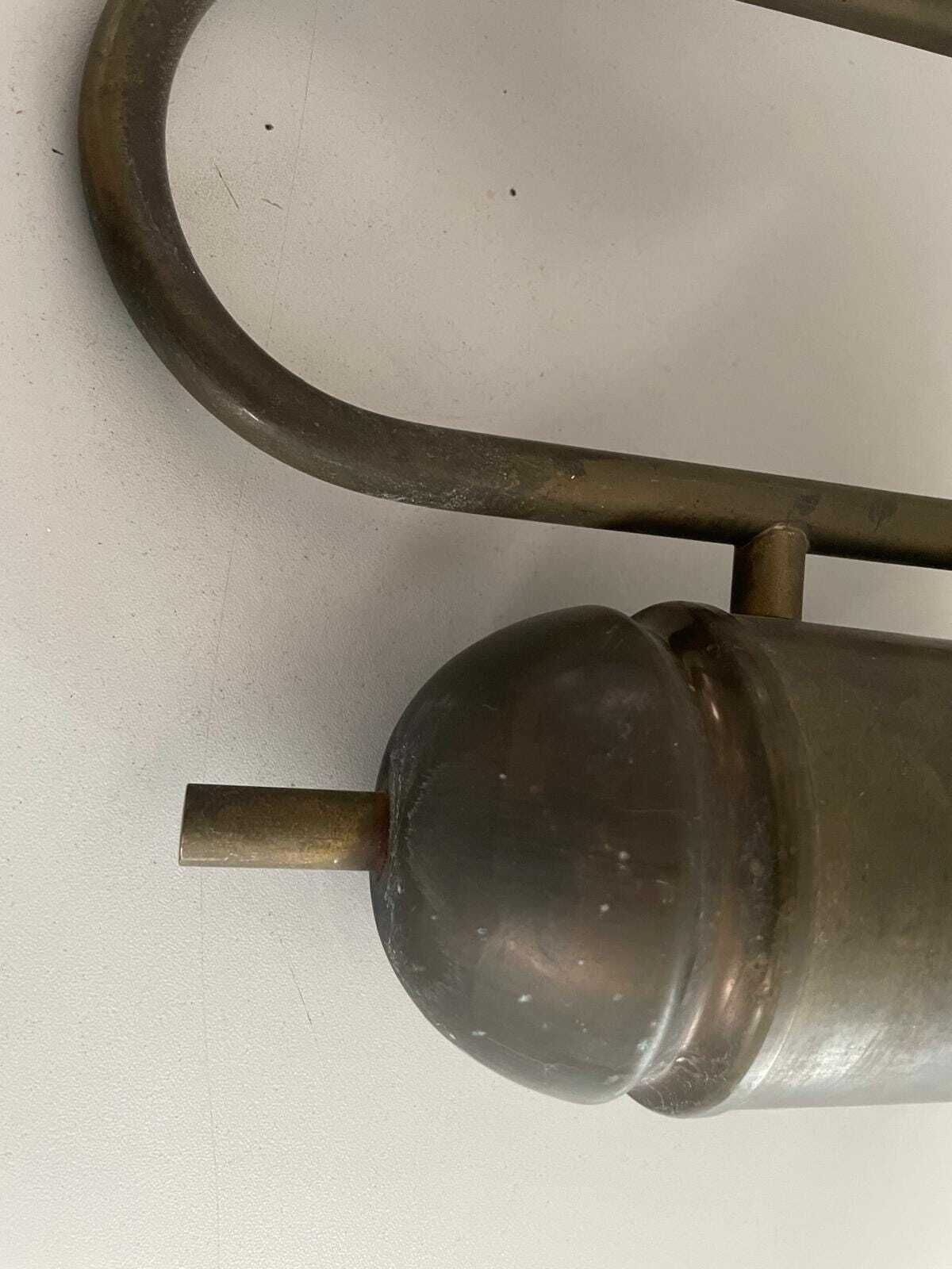 photo for sale Italian Industrial Type Glass & Brass Large Pair Of Sconces, 1950s, Italy