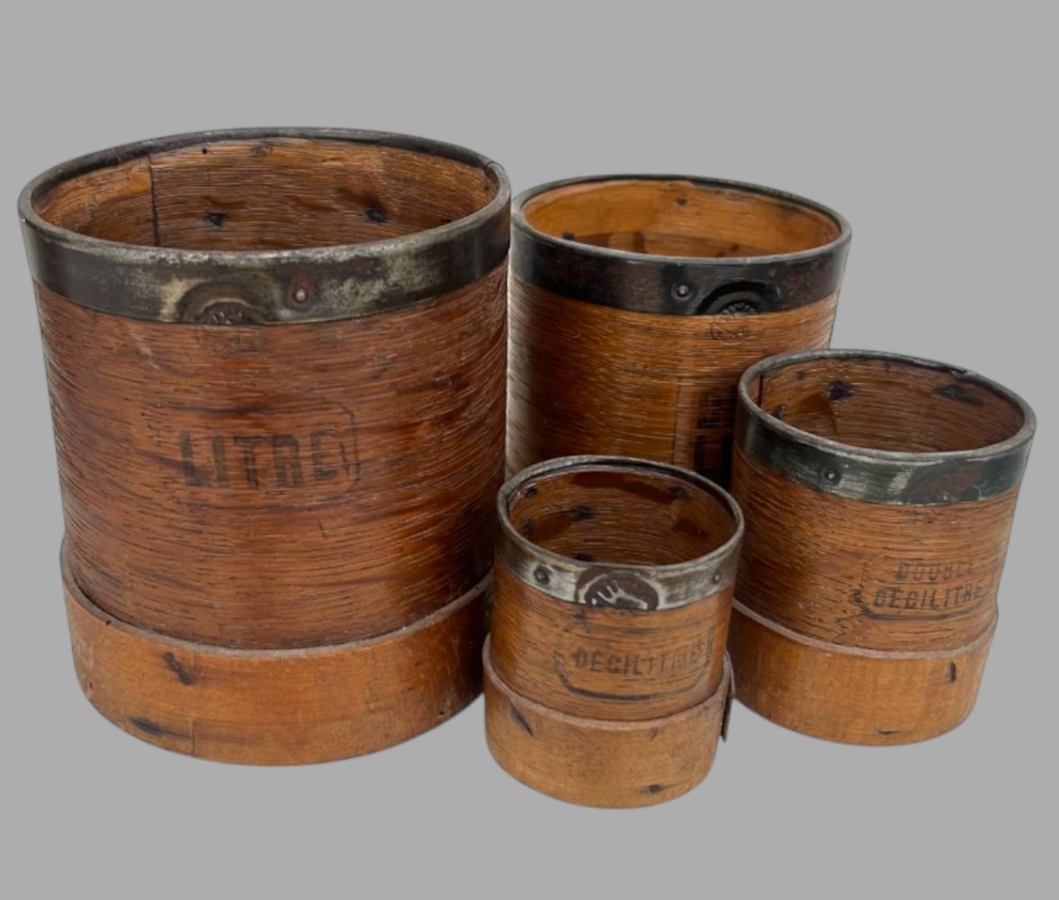 A Wonderful Set Of Vintage French Wooden Grain Measures