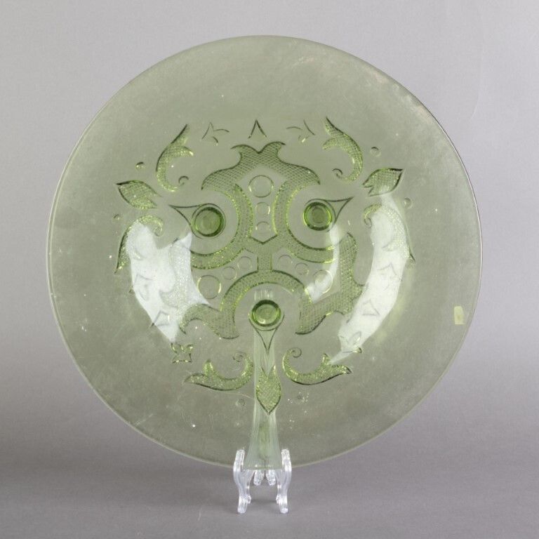 Antique Art Nouveau Cut Glass Fruit Centrepiece Plate photo furniture