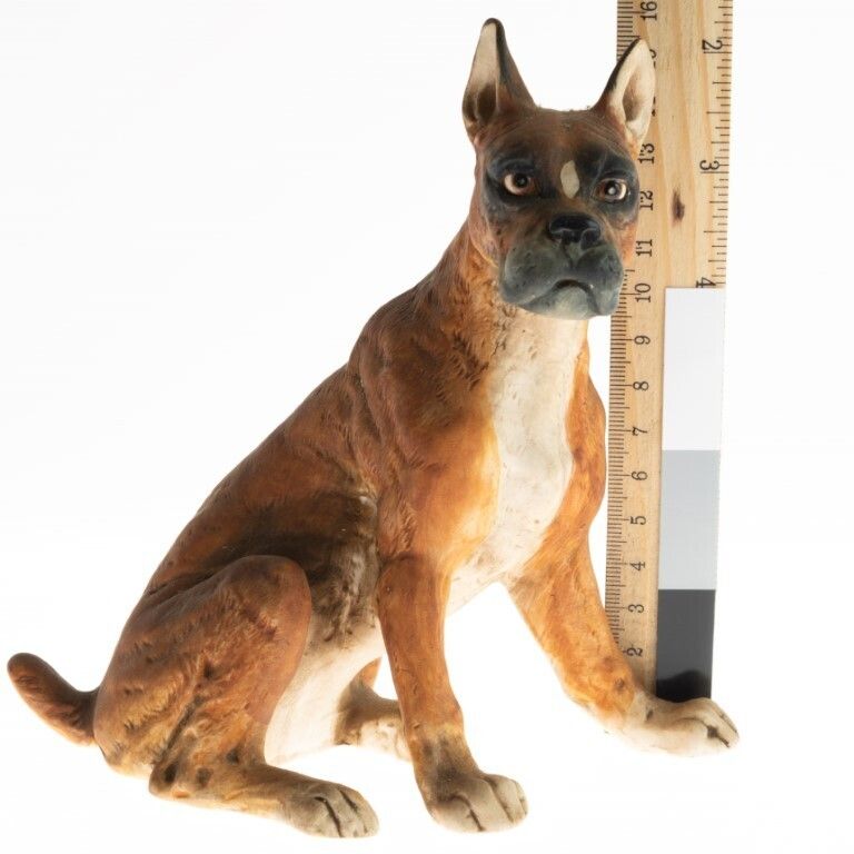 Hand Painted Ceramic Porcelain Pottery Boxer Dog Figure photo for sale