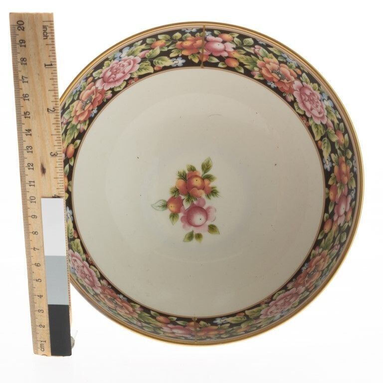 Wedgwood Black Floral Pattern Porcelain Ceramic Bowl photo for sale
