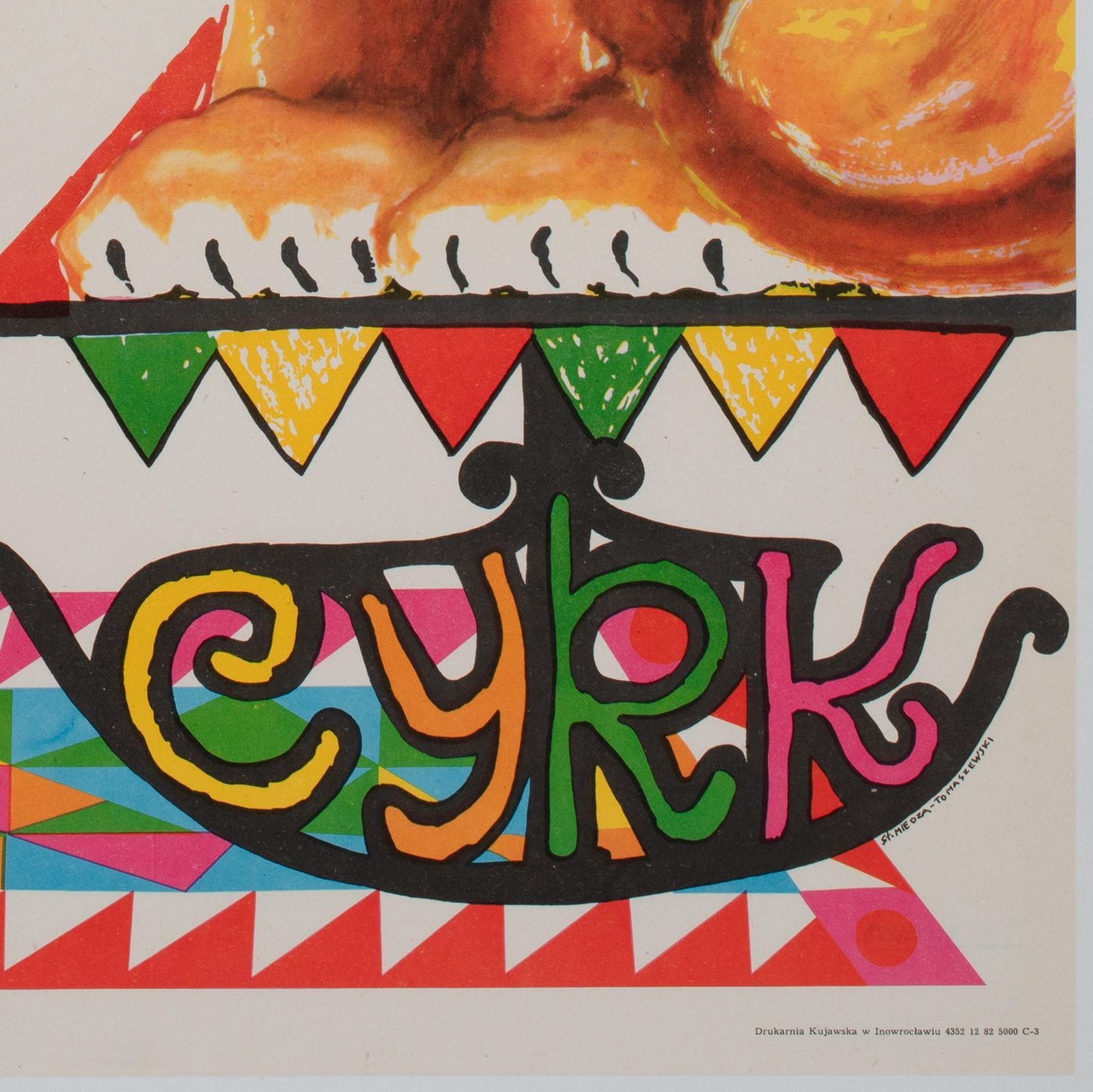 Cyrk Polish Circus Poster Clown And Lion R1982, Miedza Tomaszewski photo vintage