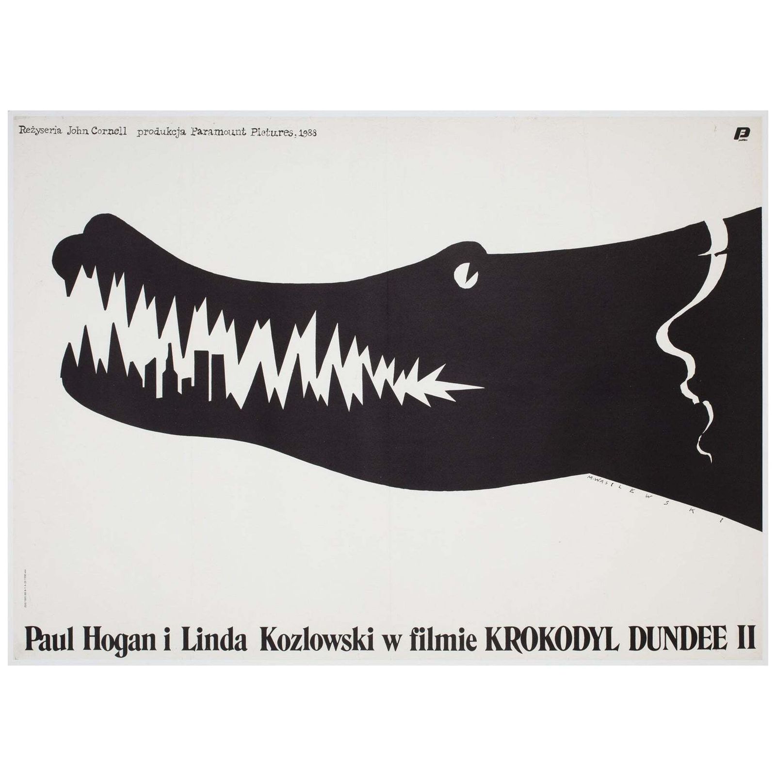 Crocodile Dundee 2 1989 Polish Film Poster Linen Backed, Mieczyslaw Wasilewski