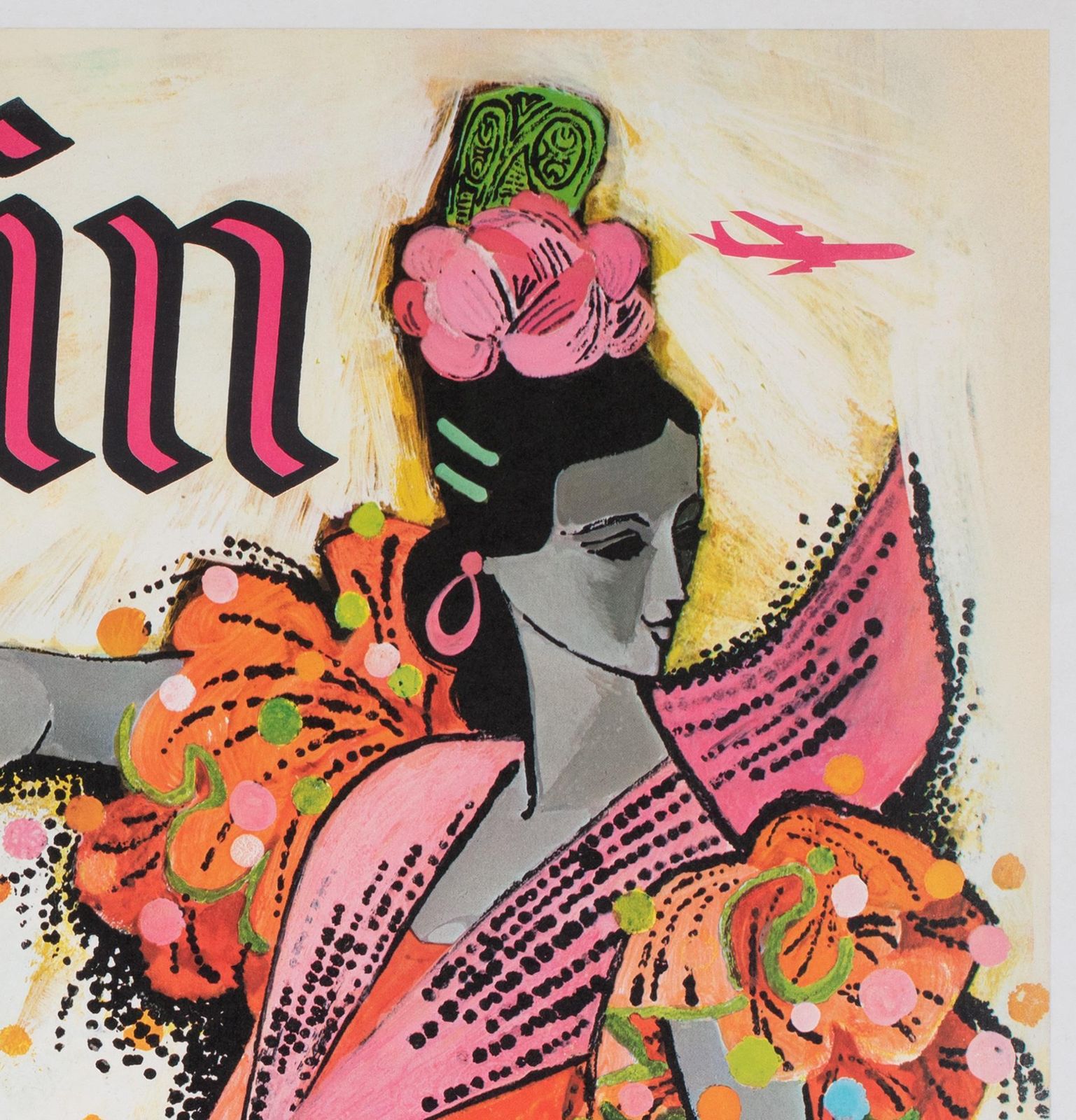 Twa Spain 1960s Airline Travel Advertising Poster, David Klein photo Art