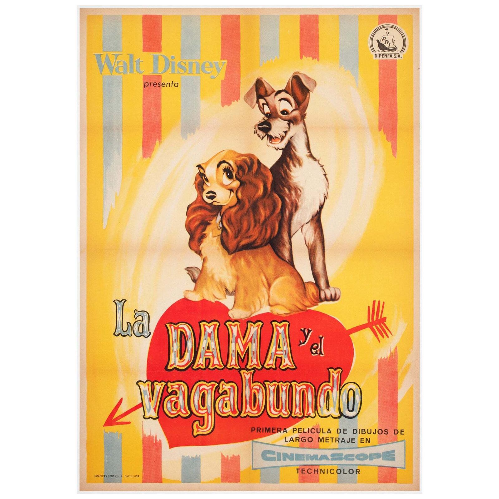 Lady And The Tramp 1957 Spanish 1 Sheet Film Poster