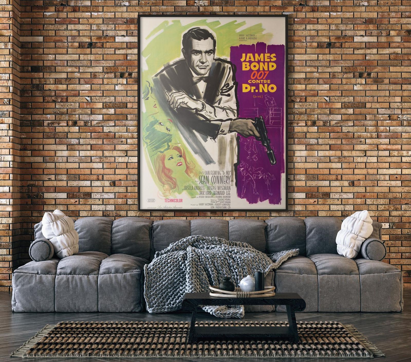 DR. No 1963 French Grande Film Movie Poster Purple Style, Bond, Boris Grinsson photo furniture
