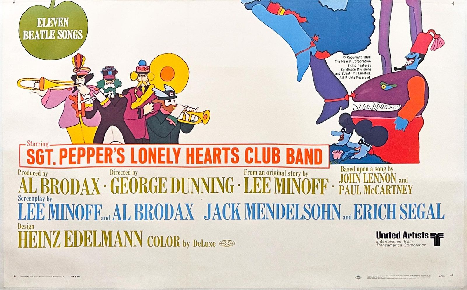 Yellow Submarine The Beatles 1968 Us 3 Sheet Film Poster, Heinz Edelmann photo 4303.0