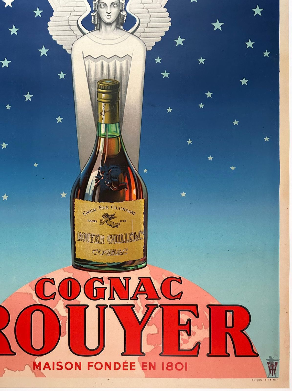 Cognac Rouyer, 1945  Vintage French Alcohol Advertising Poster photo vinterior