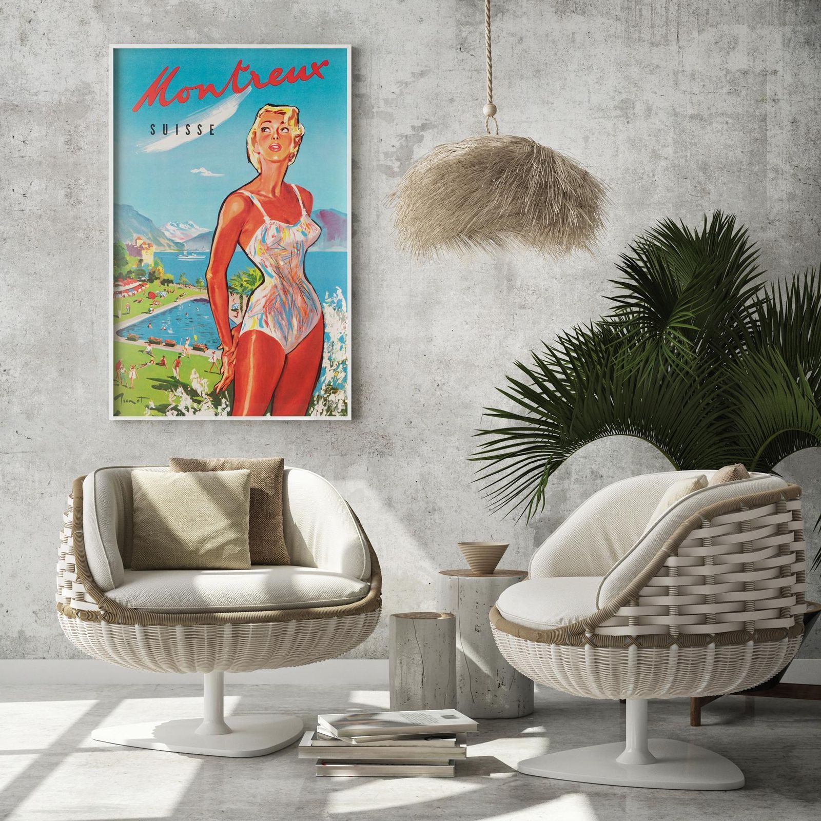 Montreux C1960s Travel Advertising Poster, Raymond Brenot photo furniture