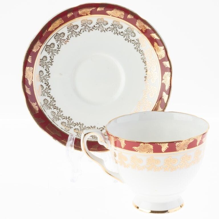 Royal Stafford Gilt Porcelain Teacup With Saucer