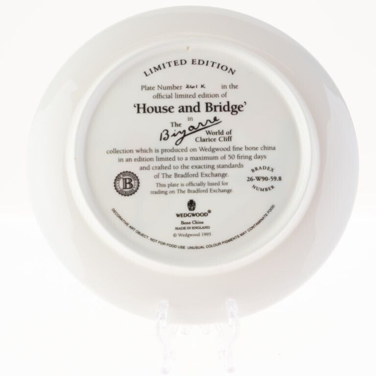 Limited Edition Clarice Cliff Bizarre Series “House And Bridge” Porcelain Plate By Wedgwood photo furniture