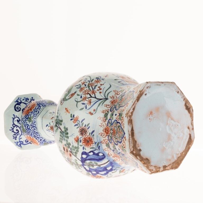 Antique Pair Of Large Dutch Delft Polychrome Ceramic Faience Exotic Bird Vases First Half 18th Century photo furniture