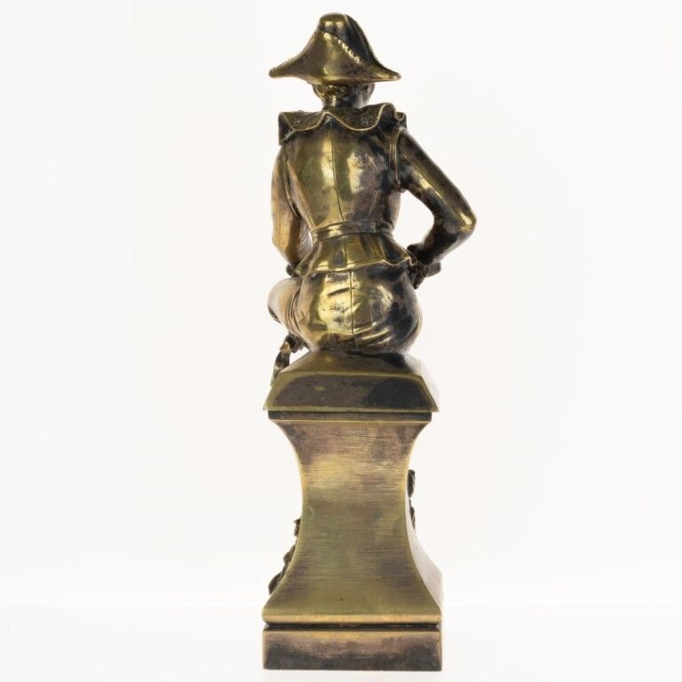 Antique Italian Harlequin Commedia Dell’arte Brass Sculpture 19th Century photo for sale