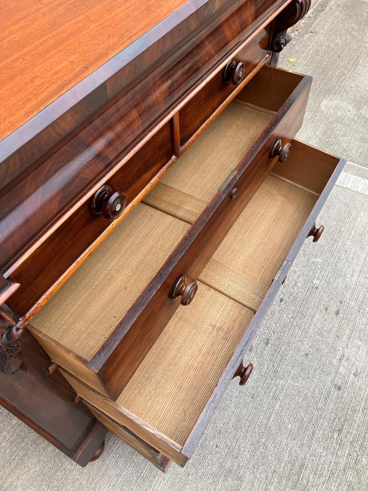 Furniture Large Antique Victorian Solid Mahogany Chest Of Drawers photo