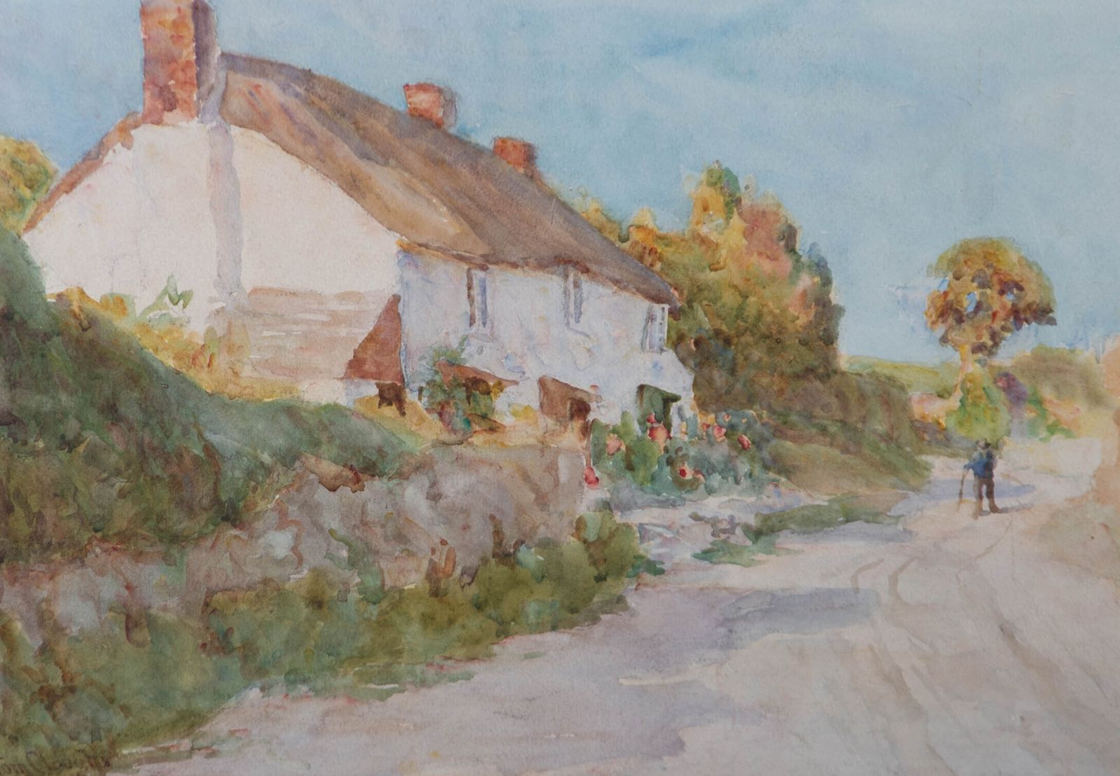 Tom Clough (1867 1943)   Turn Of The Century Watercolour, A Country Lane photo furniture