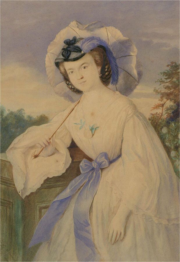 Sabina Bertini   Mid 19th Century Watercolour, Italian Woman photo furniture