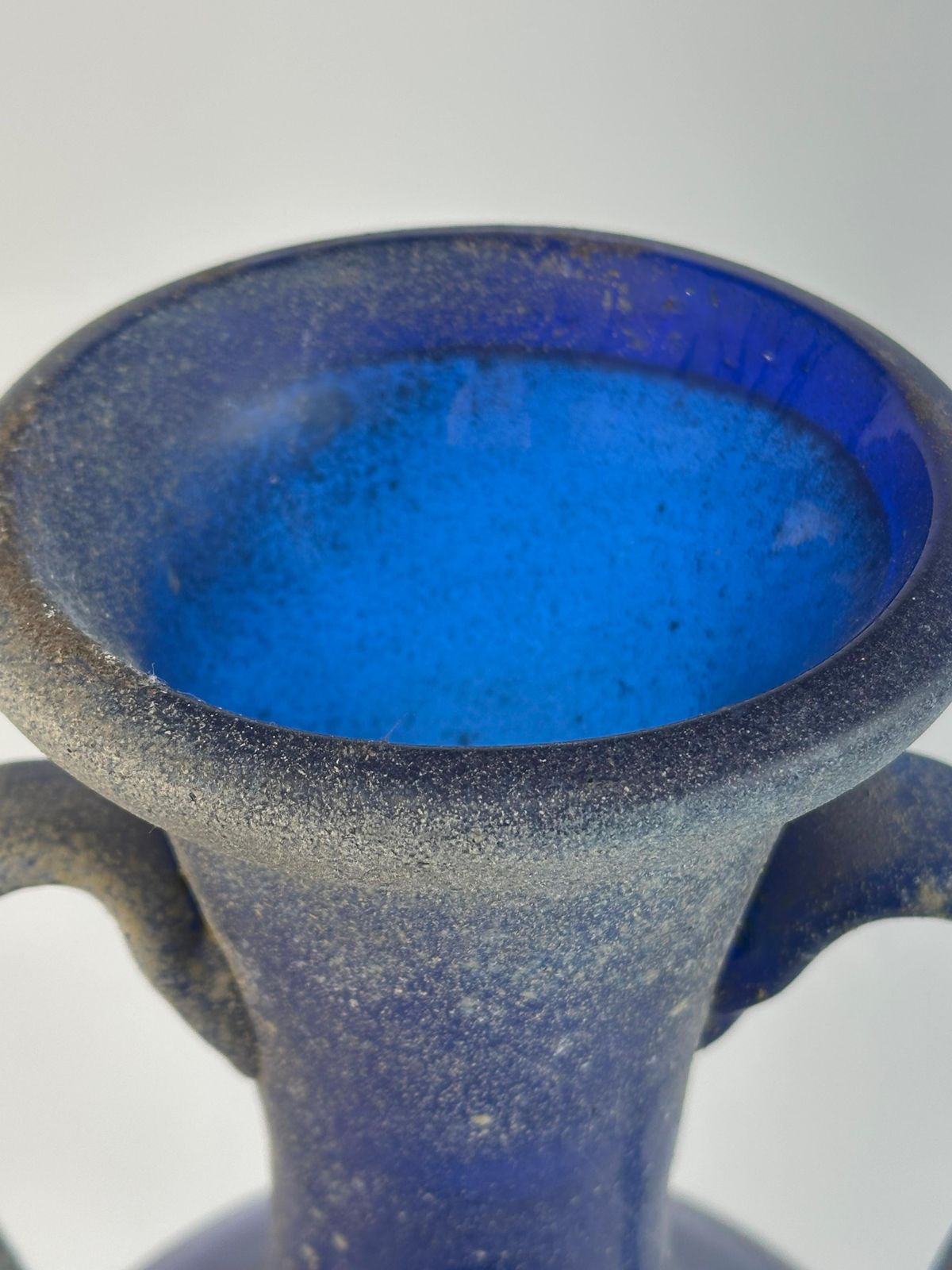Murano Cobalt Blue Scavo Glass Amphora Vase By Seguso, Italy 1970s photo Home Decor