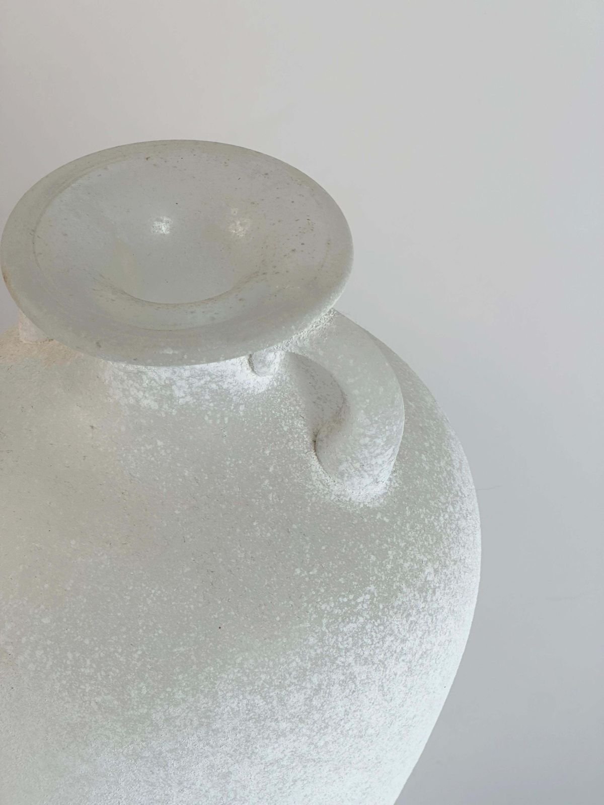 White Scavo Glass Amphora Vase Seguso C. 1980s Italy Attributed To Karl Springer photo furniture