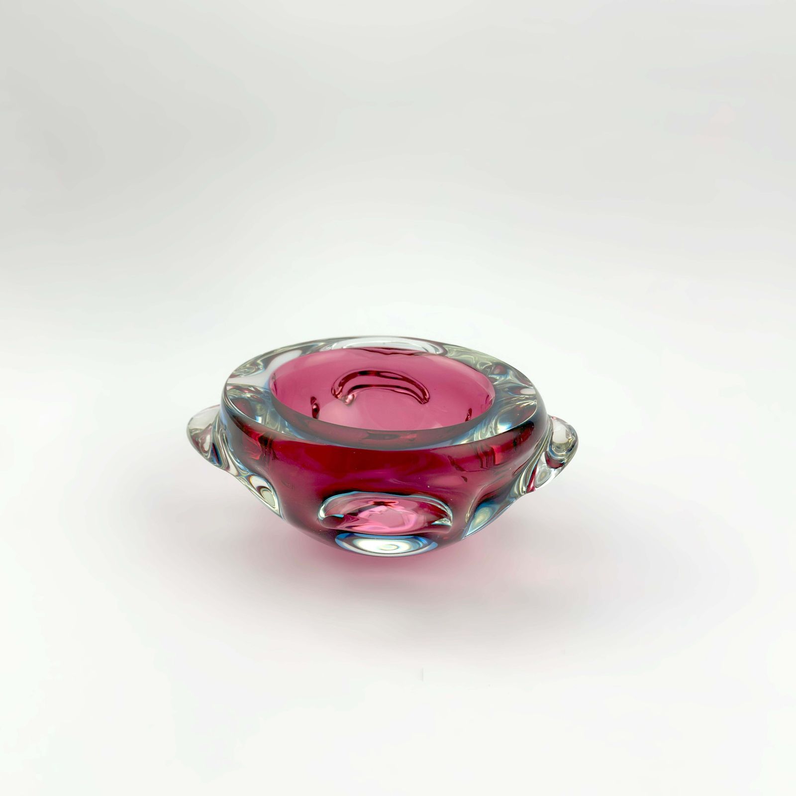 Pink And Blue Murano Sommerso Geode Bowl, Flavio Poli Seguso, Circa 1970s Italy photo vinterior