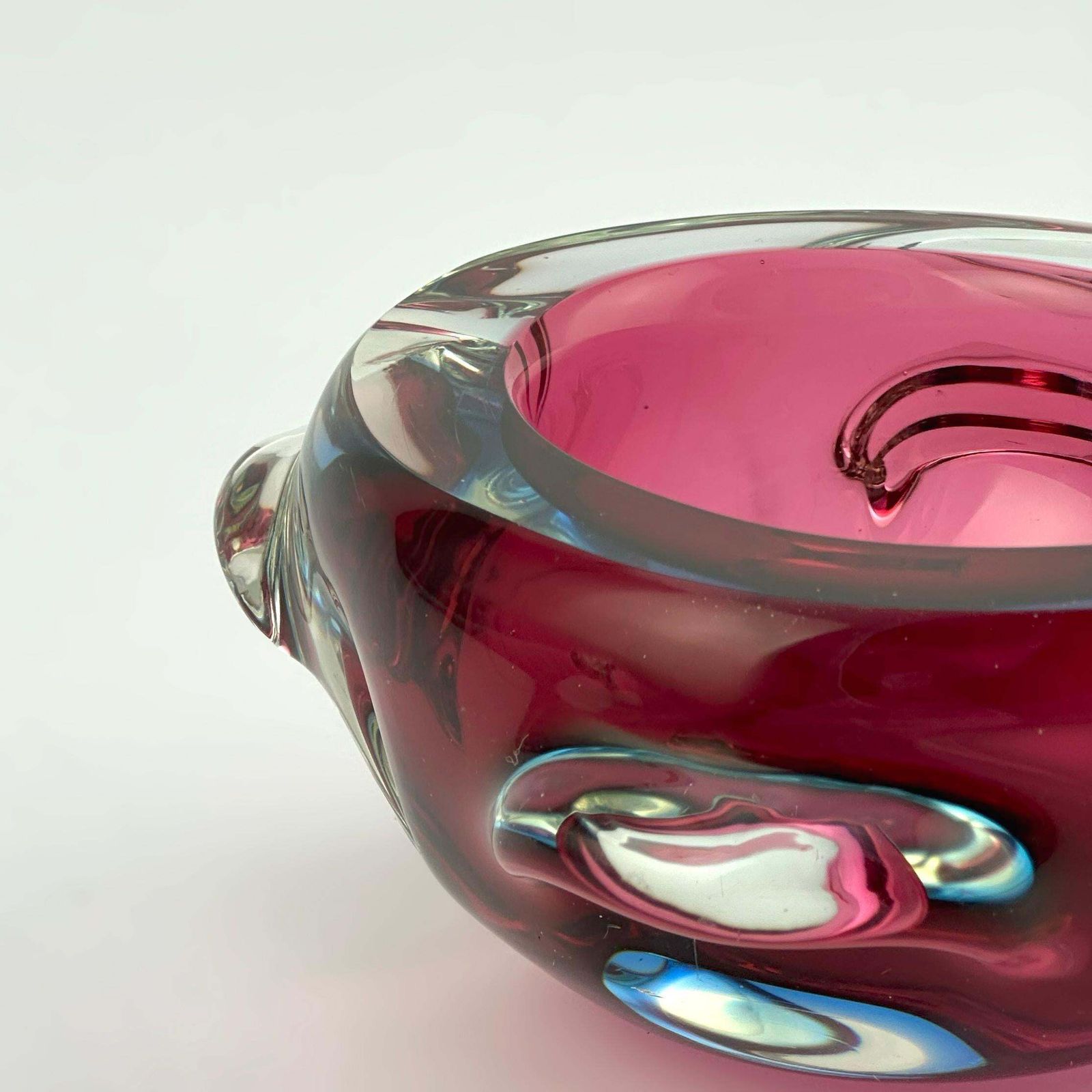 Pink And Blue Murano Sommerso Geode Bowl, Flavio Poli Seguso, Circa 1970s Italy photo buy