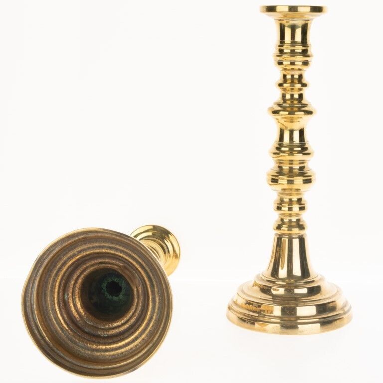 Antique Set Of Brass Arts & Crafts Candlesticks photo furniture
