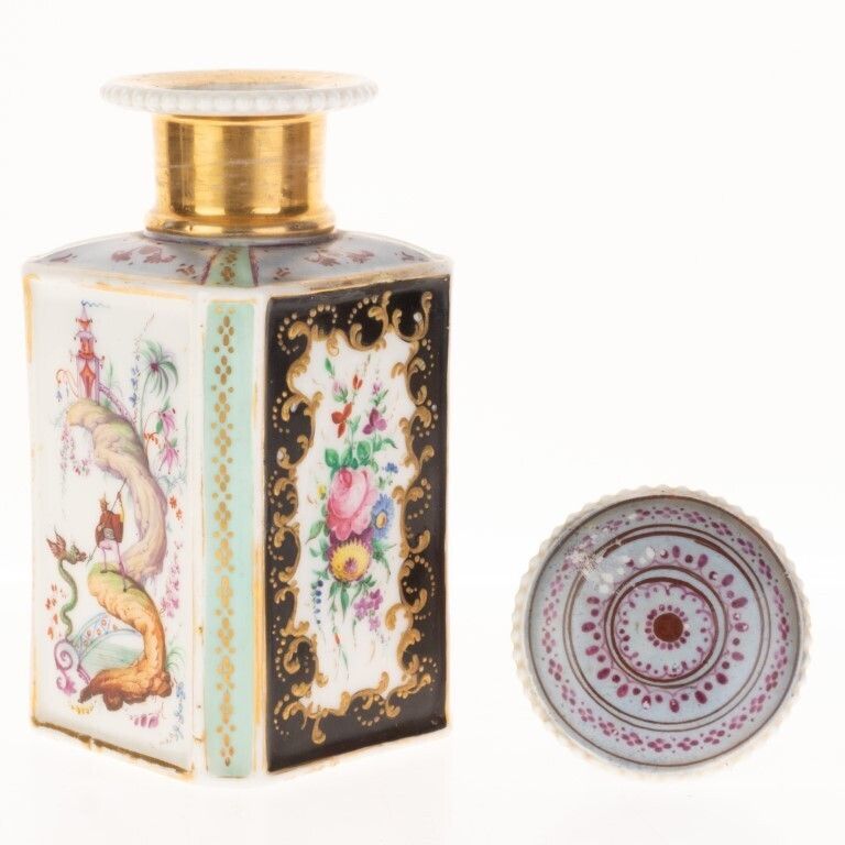 Antique Hand Painted French Chinoiserie Gilt Paris Porcelain Perfume Scent Bottle photo furniture