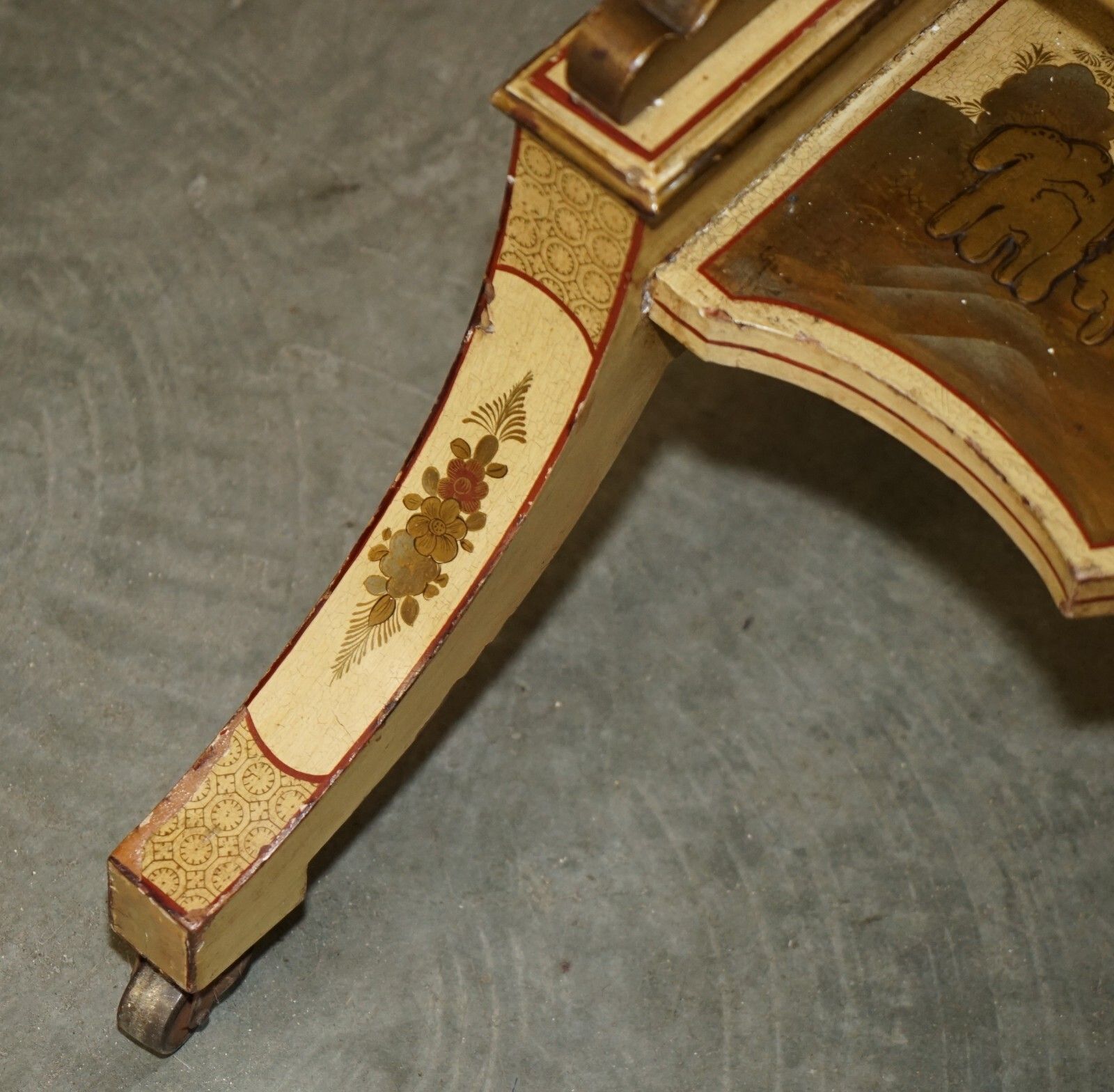 Stunning Antique Chinese Export Cir 1920 Hand Painted & Lacquered Cheval Mirror photo 1450.0