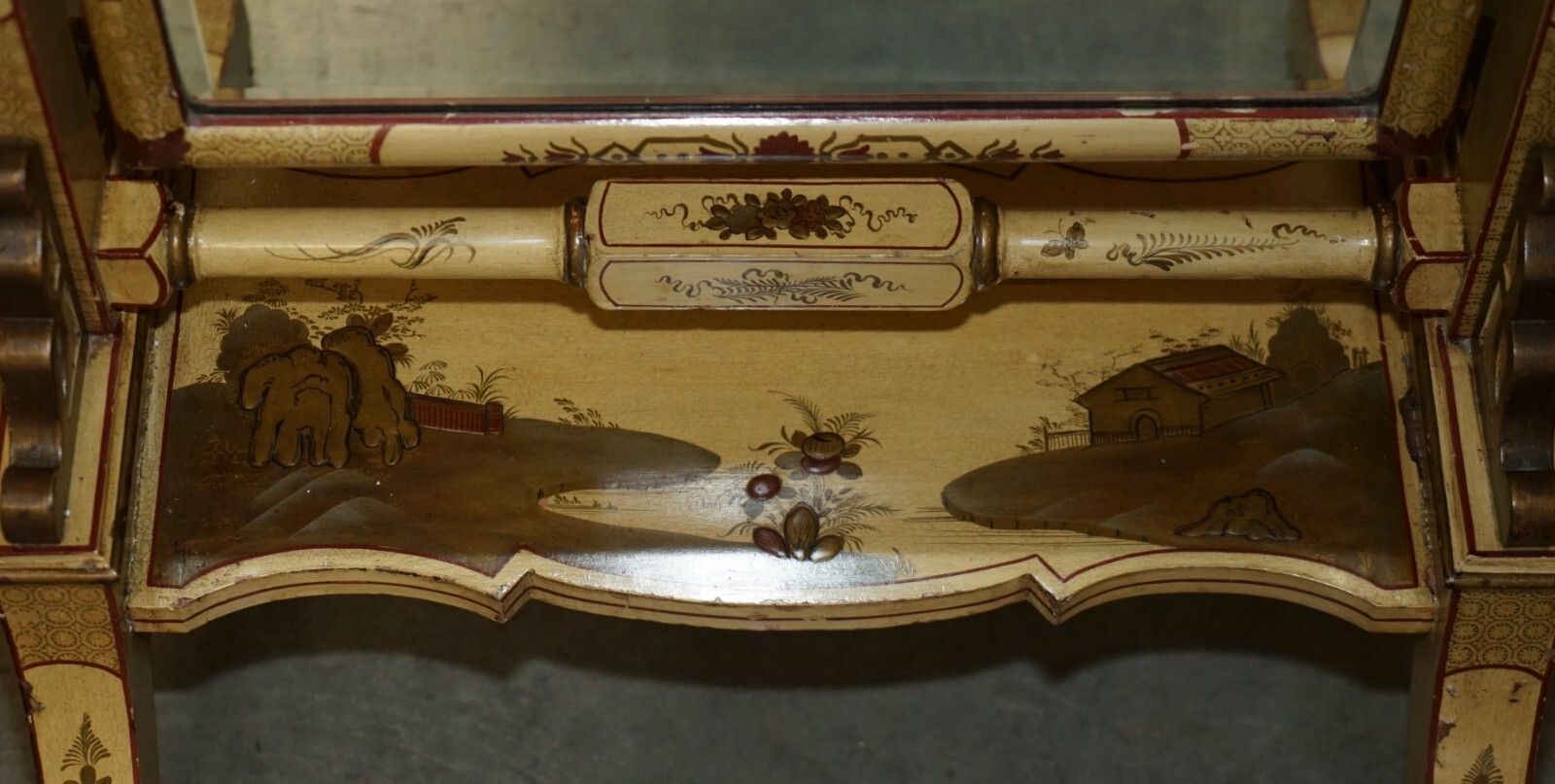 photo furniture Stunning Antique Chinese Export Cir 1920 Hand Painted & Lacquered Cheval Mirror