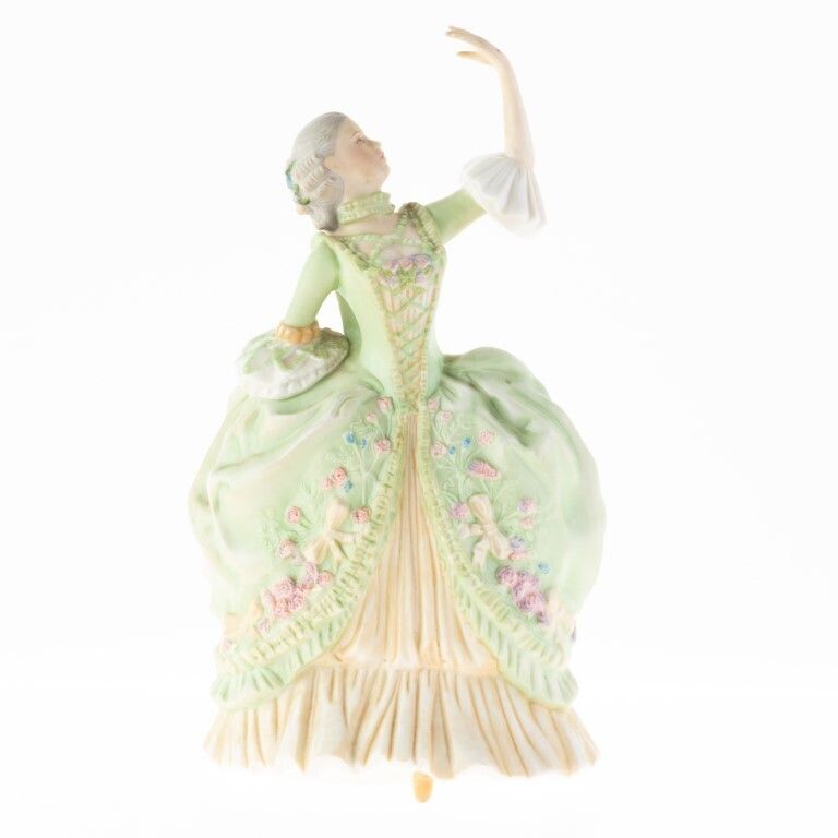 Franklin Porcelain Hand Painted Ceramic Woman In Dress Figure